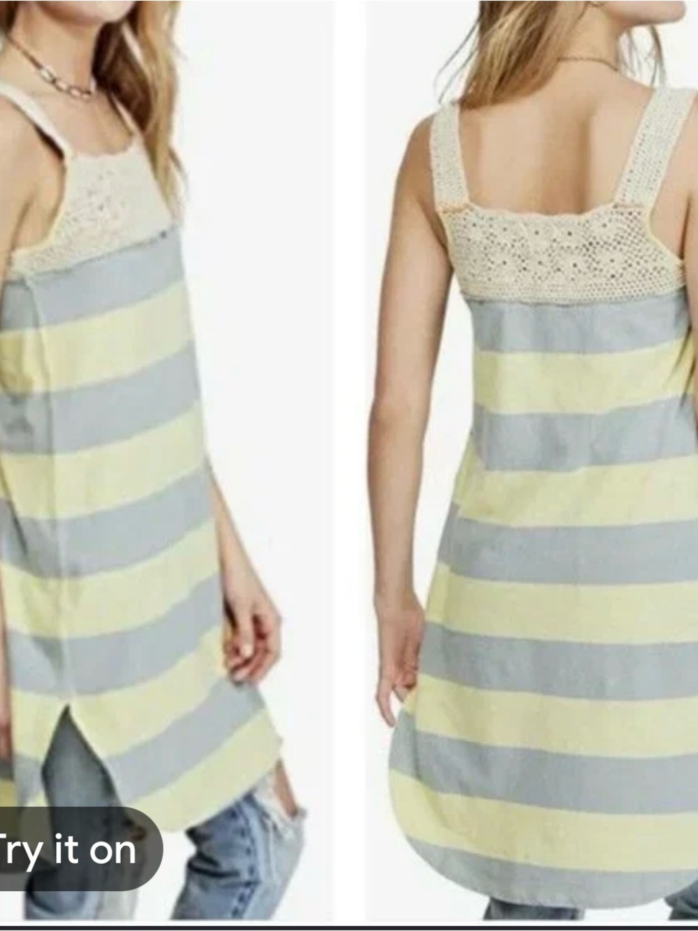 We The Free Striped Knit Midi Dress in Yellow and Gray